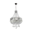 LAMPADA DA SOFFITTO SARE TONDA  IN METALLO E VETRO COLOR ARGENTO CON PIETRE EFFETTO CRISTALLO SWAROWSKI 3 LUCI 77H CM