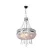 LAMPADA DA SOFFITTO SARE TONDA  IN METALLO E VETRO COLOR ARGENTO CON PIETRE EFFETTO CRISTALLO SWAROWSKI 3 LUCI 77H CM