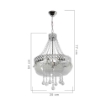 LAMPADA DA SOFFITTO SARE TONDA  IN METALLO E VETRO COLOR ARGENTO CON PIETRE EFFETTO CRISTALLO SWAROWSKI 3 LUCI 77H CM