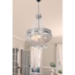 LAMPADA DA SOFFITTO SARE TONDA  IN METALLO E VETRO COLOR ARGENTO CON PIETRE EFFETTO CRISTALLO SWAROWSKI 3 LUCI 77H CM