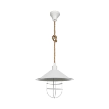 LAMPADA DA SOFFITTO BULUT IN METALLO BIANCO CON CATENA IN CORDA DI IUTA 90H CM 