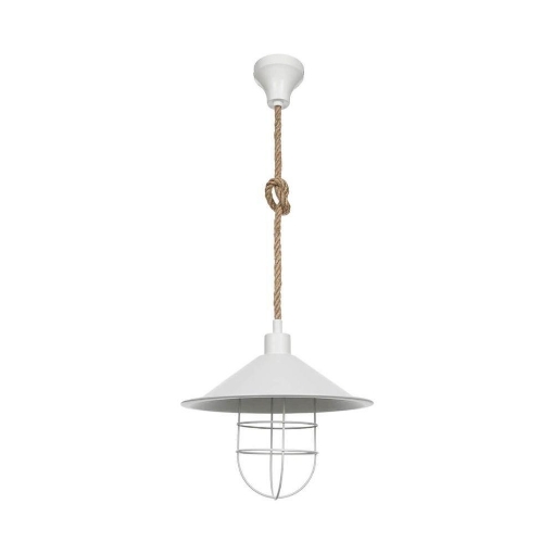 LAMPADA DA SOFFITTO BULUT IN METALLO BIANCO CON CATENA IN CORDA DI IUTA 90H CM 