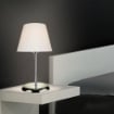 LAMPADA DA TAVOLO EVA IN METALLO CROMATO E PARALUME IN TESSUTO BIANCO 39H CM