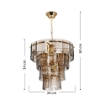 LAMPADA DA SOFFITTO A 4 LUCI FALEZ BASE IN METALLO E VETRO FUMÈ COLORE ORO FORMA 4 STADI DI RETTANGOLI DI VETRO 62H CM