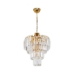 LAMPADA DA SOFFITTO A 3 LUCI  MIRANDA BASE IN METALLO E VETRO COLORE ORO FORMA 4 STADI DI INSERTI IN VETRO 75H CM 
