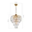 LAMPADA DA SOFFITTO A 3 LUCI  MIRANDA BASE IN METALLO E VETRO COLORE ORO FORMA 4 STADI DI INSERTI IN VETRO 75H CM 