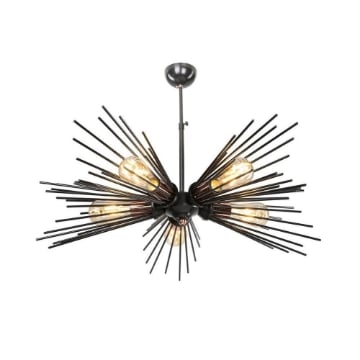 LAMPADA DA SOFFITTO A 5 LUCI SALEM A FORMA DI STALATTITI COLOR NERO E ORO CON 5 LUCI 50H CM 