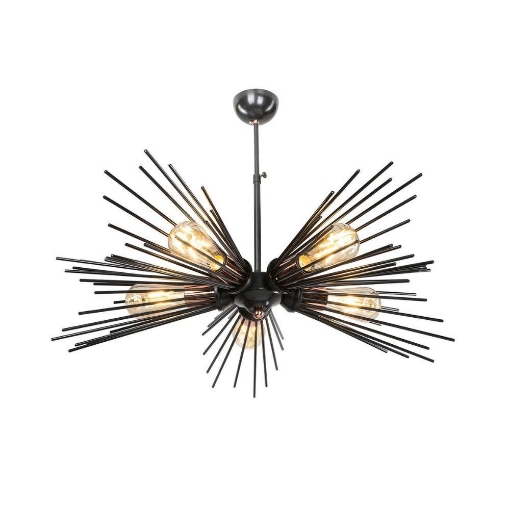 LAMPADA DA SOFFITTO A 5 LUCI SALEM A FORMA DI STALATTITI COLOR NERO E ORO CON 5 LUCI 50H CM 