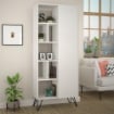 LIBRERIA CON ANTA JEDDA COLORE BIANCO 80,6X29,6X191 H CM -  7 RIPIANI PIEDI IN METALLO NERO 1 ANTA BATTENTE 