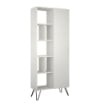 LIBRERIA CON ANTA JEDDA COLORE BIANCO 80,6X29,6X191 H CM -  7 RIPIANI PIEDI IN METALLO NERO 1 ANTA BATTENTE 