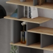 LIBRERIA DESIGN APOLLON ANTRACITE CON DETTAGLI DEI RIPIANI IN ROVERE PORTATA MASSIMA 50 KG - 120X29,2X149 H CM