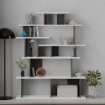 LIBRERIA DESIGN APOLLON ANTRACITE CON DETTAGLI DEI RIPIANI IN BIANCO PORTATA MASSIMA 50 KG - 120X29,2X149 H CM
