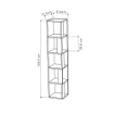 LIBRERIA ANGOLARE COLORE ANTRACITE CON 5 RIPIANI STRUTTURA VERTICALE SUBICA 31,4X31,4X158,9 H CM