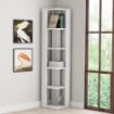 LIBRERIA ANGOLARE NATI COLORE BIANCO CON 5 RIPIANI FORMA CUBICA A SCOMPARSA MISURE 34X34X161 H CM