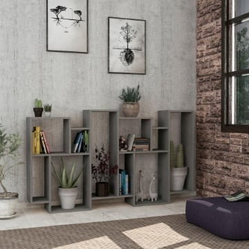 LIBRERIA ORIZZONTALE BIFACCIALE COLOR CEMENTO  MODELLO KARMATO MISURE 96X25,5X168,5 H CM PORTATA 47 KG MAX 
