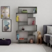 LIBRERIA ORIZZONTALE BIFACCIALE COLOR CEMENTO  MODELLO KARMATO MISURE 96X25,5X168,5 H CM PORTATA 47 KG MAX 