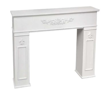 CORNICE PER CAMINETTO 110X23X H94 CM IN COLORE BIANCO CON RICAMO USATO COME NUOVO