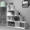 LIBRERIA A SCALA CON MODULI A FORMA DI CUBO E RIPIANI IN COLORE BIANCO 145X145HX29 CM