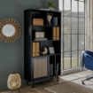 LIBRERIA VIENNA20A NERA CON FRONTALI EFFETTO VIMINI MOBILE A GIORNO 1 ANTA 8 RIPIANI E 1 VANO 80X35X175 H CM