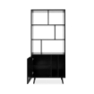 LIBRERIA VIENNA20A NERA CON FRONTALI EFFETTO VIMINI MOBILE A GIORNO 1 ANTA 8 RIPIANI E 1 VANO 80X35X175 H CM