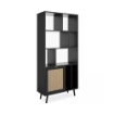 LIBRERIA VIENNA20A NERA CON FRONTALI EFFETTO VIMINI MOBILE A GIORNO 1 ANTA 8 RIPIANI E 1 VANO 80X35X175 H CM