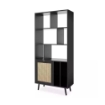 LIBRERIA VIENNA20A NERA CON FRONTALI EFFETTO VIMINI MOBILE A GIORNO 1 ANTA 8 RIPIANI E 1 VANO 80X35X175 H CM