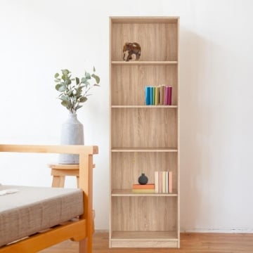 LIBRERIA NEPO CON 5 NICCHIE A GIORNO COLORE ROVERE H197X60X34 CM