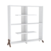 LIBRERIA KIPP BIANCA CON 6 RIPIANI GAMBE IN LEGNO E DI ALTA QUALITÀ A FORMA DI CROCE 115HX133LX25P CM