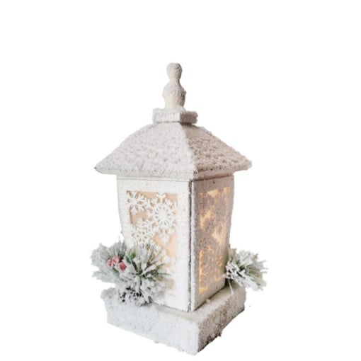 HIGH-TECH LANTERNA BIANCA INNEVATA CON 10 LED DECORATIVA 16X16X34H CM OKX