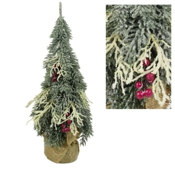 MA MAISON ALBERO DA TAVOLO INNEVATO 39H CM ALBERO NATALIZIO DECORATIVO CON BACCHE ROSSE OKX