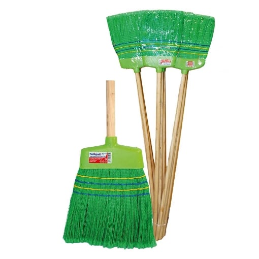 SCOPA GARDEN CUCITA CON MANICO IN LEGNO DA ESTERNO COLORE VERDE 1 PZ