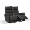 DIVANO 2 POSTI THUN + 2 RECLINER ELETTRICI EFFETTO NABUK GRIGIO SCURO CON PULTANTO E SCHIENALE ALTO -L 135 X P 98 X H 109 CM