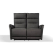 DIVANO 2 POSTI THUN + 2 RECLINER ELETTRICI EFFETTO NABUK GRIGIO SCURO CON PULTANTO E SCHIENALE ALTO -L 135 X P 98 X H 109 CM