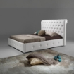 LETTO MATRIMONIALE CONTENITORE BIANCO IMBOTTIRUTA IN ECOPELLE CON REDE A DOGHE 180L X 223P X 120H CM