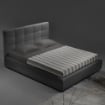 LETTO MATRIMONIALE CONTENITORE GRIGIO IN ECOPELLE + RETE A DOGHE L 182X P 205 X H105 CM