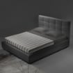 LETTO MATRIMONIALE CONTENITORE GRIGIO IN ECOPELLE + RETE A DOGHE L 182X P 205 X H105 CM