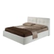 LETTO MATRIMONIALE CONTENITORE BIANCO TRAPUNTATO IN ECOPELLE GIROLETTO SFODERABILE + RETE A DOGHE L182 X P220 X109 H CM