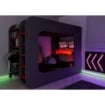 LETTO A SOPPALCO CON POSTAZIONE GAMER REVERSIBILE ANTRACITE E ROSSO + KIT STRICE LUMINOSE A LED 