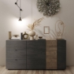 MOBILE DA INGRESSO MADIA SABRY 2 ANTE BATTENTI 3 CASSETTI 4 VANI TITANIO ROVERE MERCURE L.181 X H. 86 X P.44 CM
