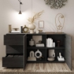 MOBILE DA INGRESSO MADIA SABRY 2 ANTE BATTENTI 3 CASSETTI 4 VANI TITANIO ROVERE MERCURE L.181 X H. 86 X P.44 CM