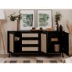 MOBILE DA INGRESSO MADIA COLORE NERO 3 CASSETTI E 3 ANTE EFFETTO RAFIA L 175 X P 40 X H 84 CM