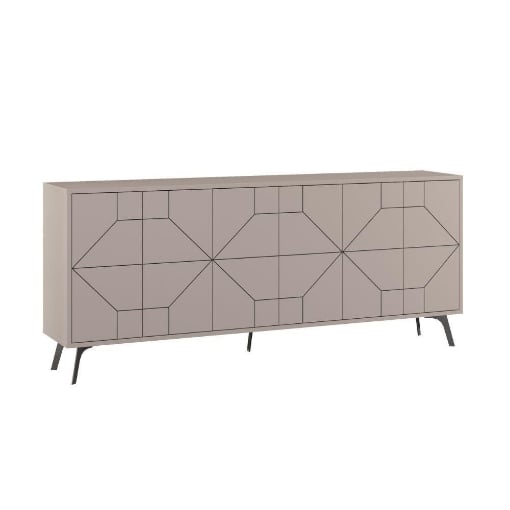 MOBILE DA INGRESSO MADIA 6 ANTE DUNE COLORE LIGHT MOCHA CON DISEGNO GEOMETRICO L 183.80 X P 35 X 77,4 H CM