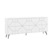 MOBILE DA INGRESSO MADIA 6 ANTE DUNE 183 CM. COLORE BIANCO CON FORME GEOMETRICHE 