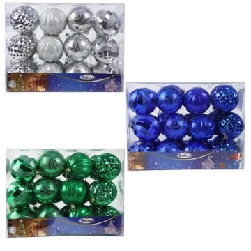 MAURY'S BOX DA 24 SFERE DA 8CM  ELITE IN COLORE ASSORTITO SILVER BLU O VERDE OKXN