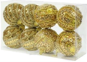 MAURY'S BOX DA 8 SFERE LUX DA 8CM CON PAILLETTES ORO OKXN