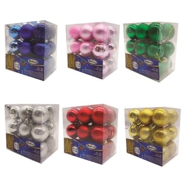 MAURY'S PALLINE DI NATALE BOX DA 18 SFERE 4 CM PER ALBERO DI NATALE CON GANCIO COLORI ASSORTITI OKXN