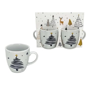 MA MAISON SET 2 TAZZINE DA CAFFÈ STARRY NIGHT STILE NATALIZIO OKXN