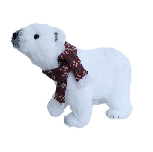 MAURY'S ORSO POLARE BIANCO A 4 ZAMPE CON SCIARPA 38 X 18 X H30 CM OKXN