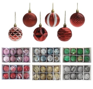 MA MAISON PALLINE DI NATALE MODELLO ELIT IN BOX DA 8 PZ DIAMETRO 8 CM COLORI E FANTASIE ASSORTITE OKXN