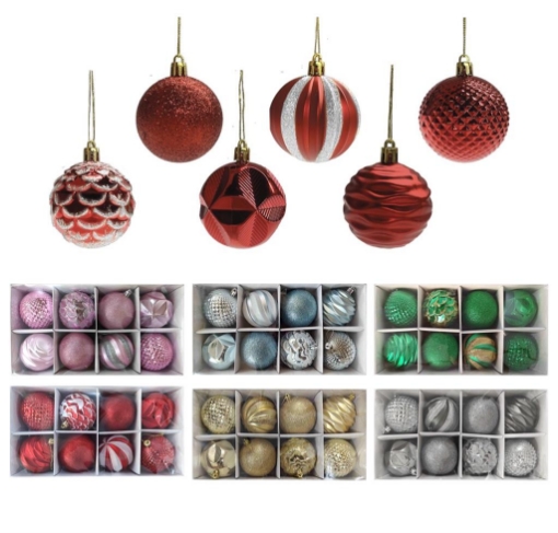 MA MAISON PALLINE DI NATALE MODELLO ELIT IN BOX DA 8 PZ DIAMETRO 8 CM COLORI E FANTASIE ASSORTITE OKXN